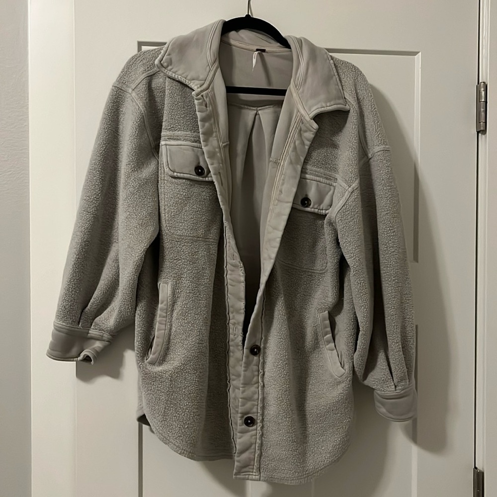Free people stone colored shacket